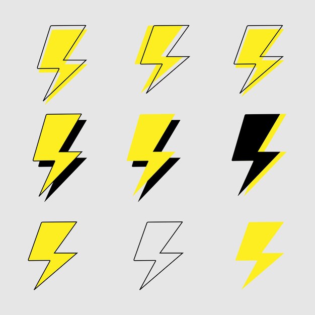 Conjunto de símbolos minimalistas de Thunder Bolt