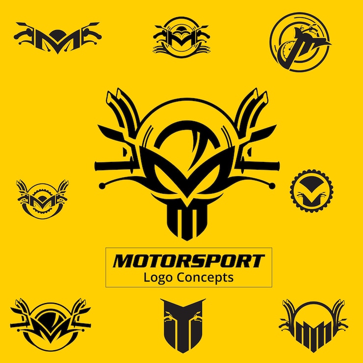 Vector conjunto de símbolos de motocicleta basado en letras m