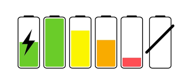 Conjunto de símbolos planos de estado de carga de batería de teléfono de vector libre