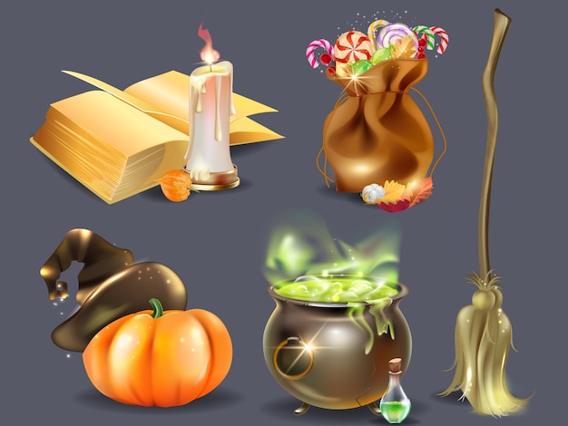 Conjunto de símbolos realistas de Halloween