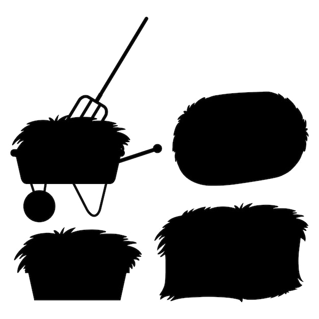 Conjunto de símbolos de silueta de heno Ilustraciones vectoriales para la agricultura y la agricultura