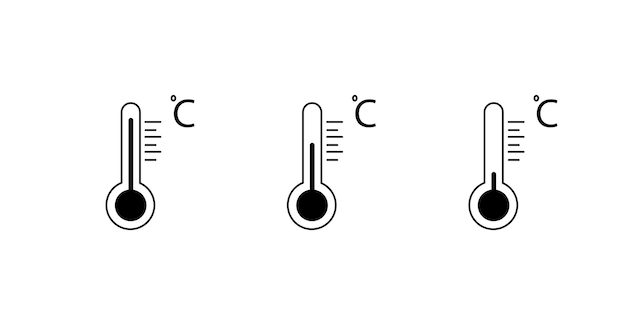 Conjunto de símbolos de temperatura Conjunto de vectores de iconos de temperatura Iconos de termómetro aislados