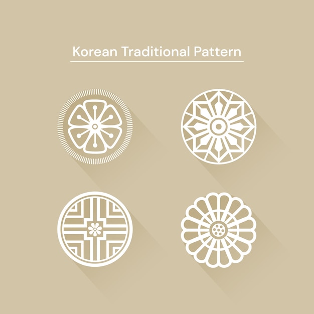 Conjunto de símbolos tradicionales coreanos ilustración vectorial para su diseño gráfico
