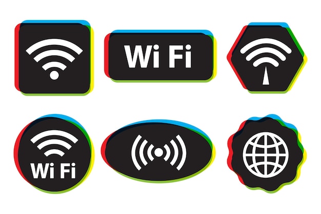 Vector conjunto de símbolos wifi