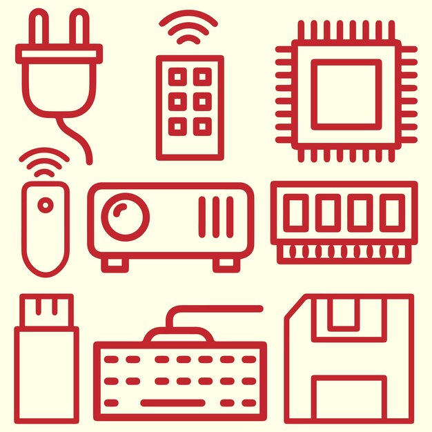 Conjunto simple de componentes de computadora relacionados con el vector