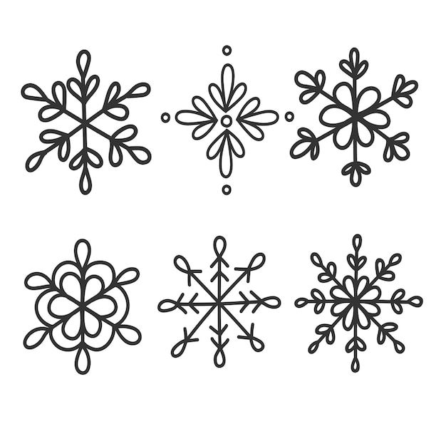 Un conjunto simple con copos de nieve para crear decoraciones de Año Nuevo y Navidad