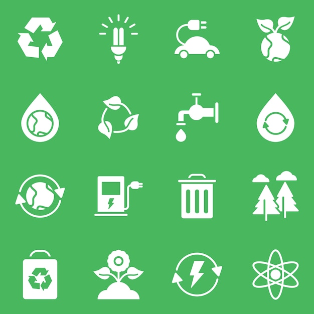 Conjunto simple de iconos de línea relacionados Eco.