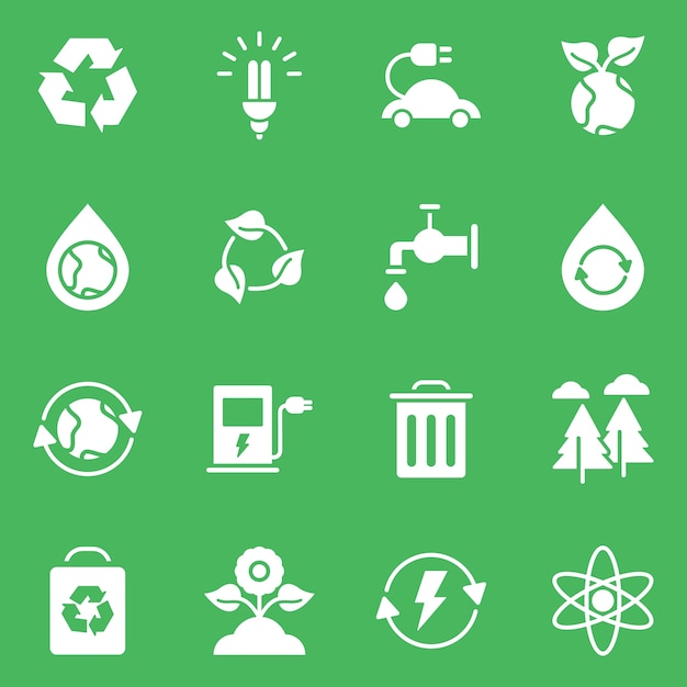 Vector conjunto simple de iconos de línea relacionados eco.