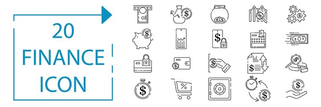 Conjunto simple de iconos de línea de vectores relacionados con el dinero Contiene iconos como Monedero Cajero automático Paquete de mano de dinero con una moneda y más trazo editable Finanzas o economía