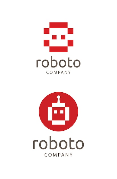 conjunto simple robot logo vector diseño stock mascota