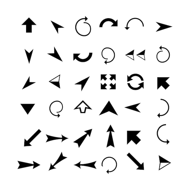 Conjunto de simples mezclas modernas de iconos de flecha vectorial plana de fondo blanco v1