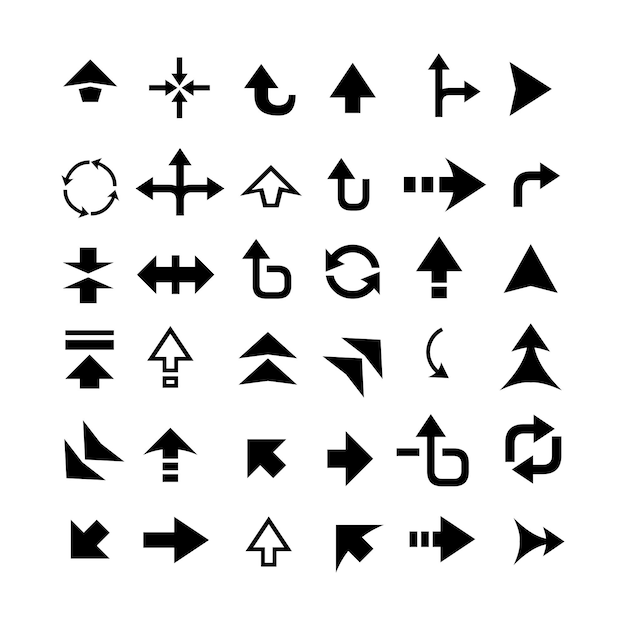 Conjunto de simples mezclas modernas de iconos de flecha vectorial plana de fondo blanco v4