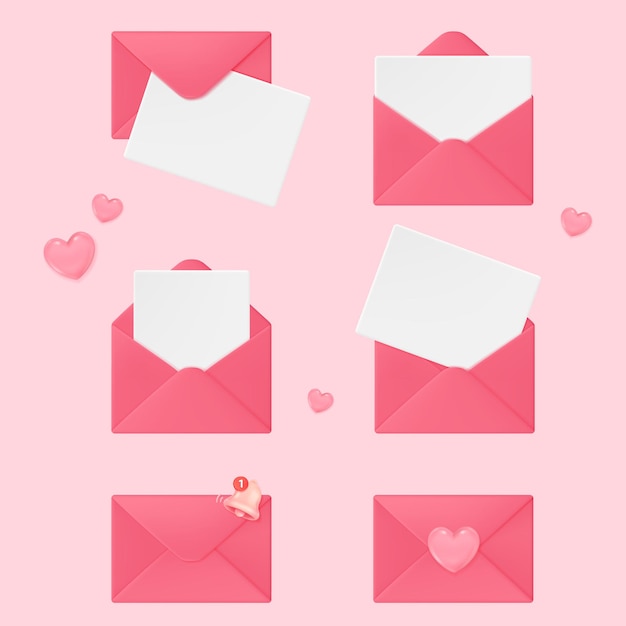Conjunto de sobres rosados con carta