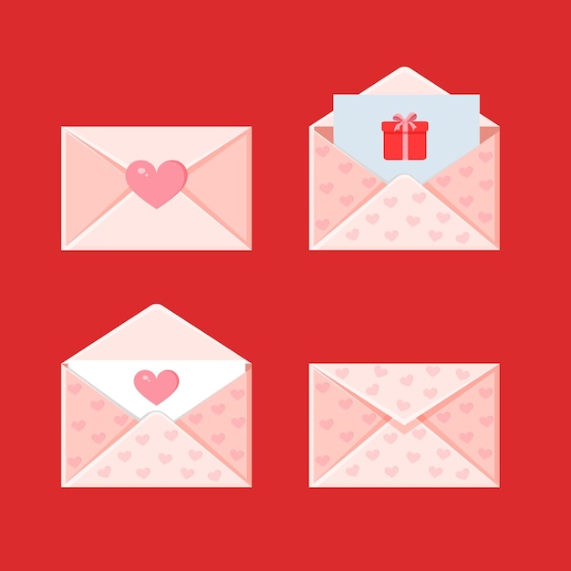 Conjunto de sobres de vacaciones Mensaje de amor Carta de amor para el día de San Valentín para impresión de carteles postales