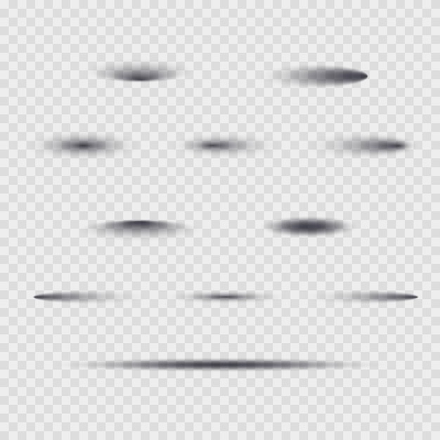 Conjunto de sombras en un fondo transparente