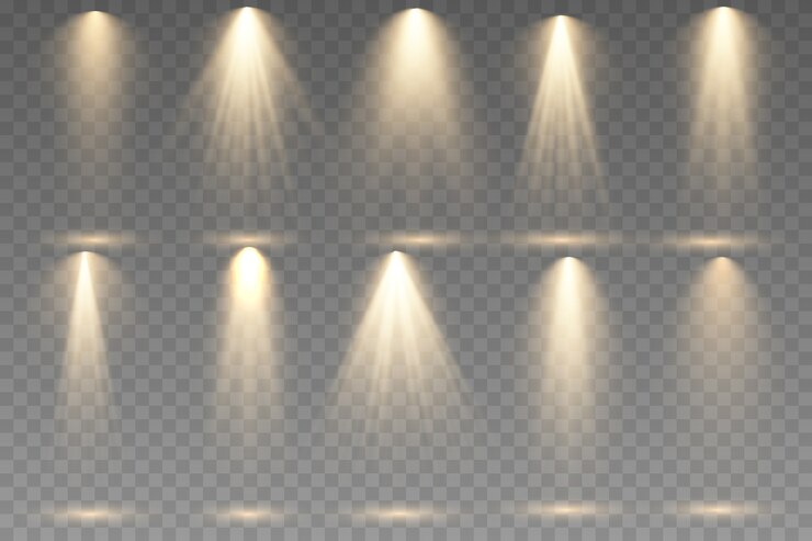Vector conjunto de spotlight sobre fondo transparente