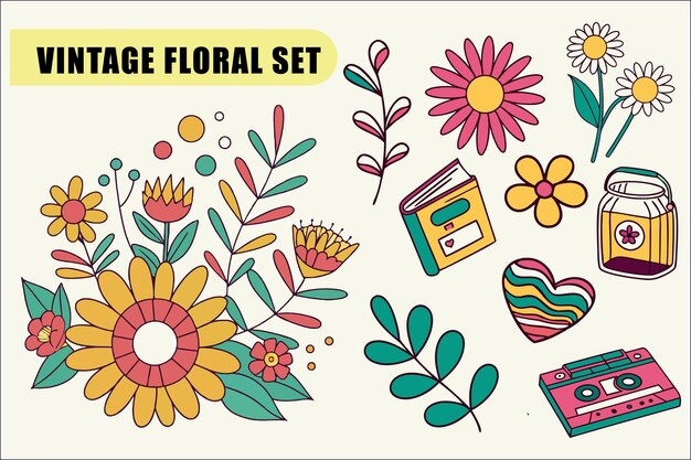 Conjunto de sublimación de flor vintage