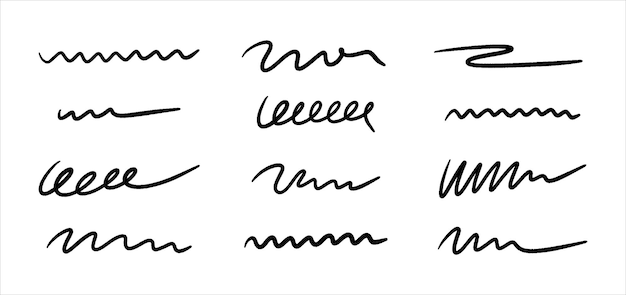 Conjunto de subrayados dibujados a mano Líneas de garabateo abstractas Marcador de dibujos de rayas para el diseño