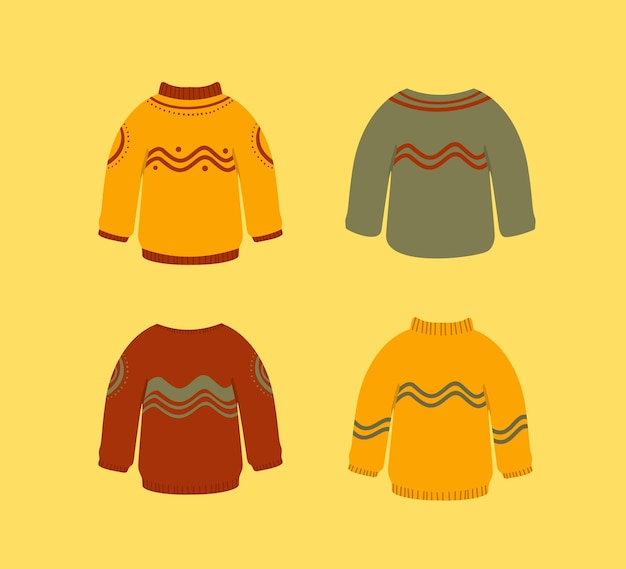 Conjunto de suéter para el vector de stock de ilustración de colección de moda de otoño