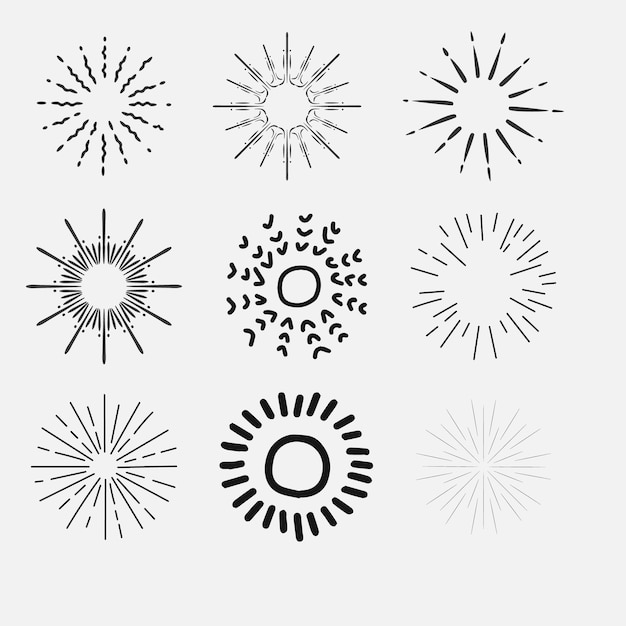El conjunto Sunburst La colección de iconos de Sunburst VectorRetro Sunburst diseño Gran colección Sunburst mejor qua
