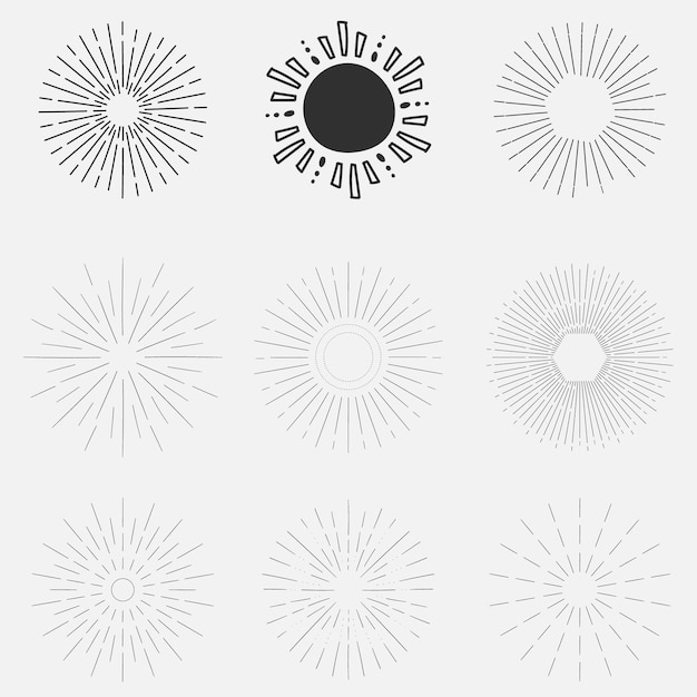 El conjunto Sunburst La colección de iconos de Sunburst VectorRetro Sunburst diseño Gran colección Sunburst mejor qua