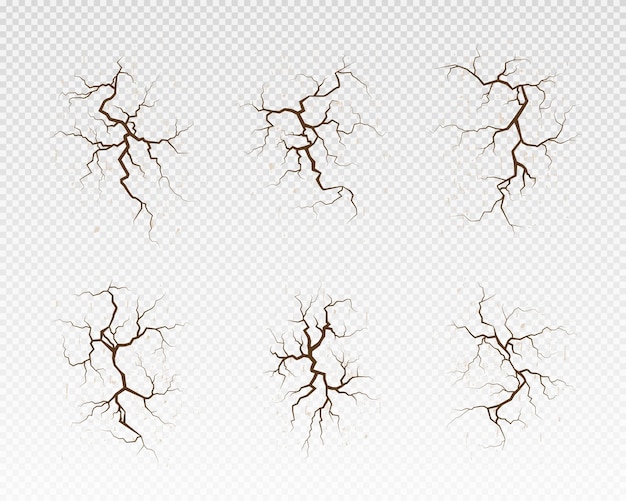 Conjunto de superficie agrietada dibujada a mano Muchas líneas de tierra de grietas para un fondo abstracto