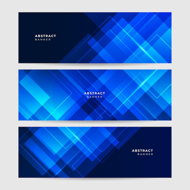 Conjunto de superposición de fondo de diseño de banner abstracto azul geométrico de memphis