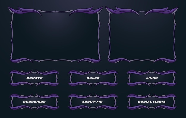 conjunto de superposición de panel de menú y borde de transmisión de twitch