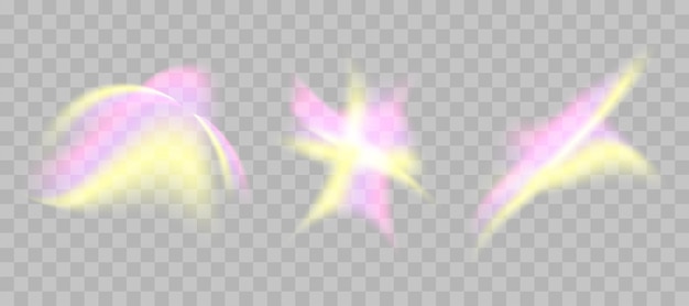 Conjunto de superposiciones de gradiente de color formas pastel de refracción de color elementos de diseño Y2K Ilustración vectorial en un fondo transparente