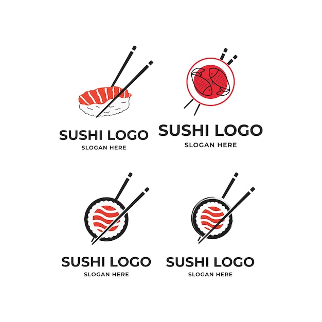 conjunto de sushi concepto de diseño de logotipo para el menú del restaurante