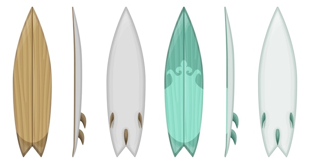 Vector conjunto de tabla de surf aislado en blanco