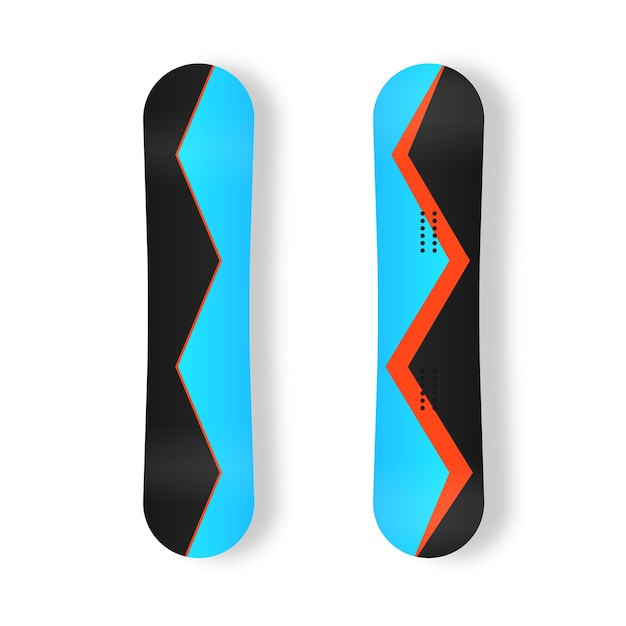 Conjunto de tablas de snowboard para la imagen de la estación de esquí, actividades de montaña, tabla de snowboard, icono plano, vector