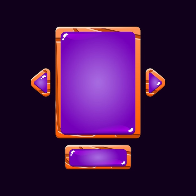 Conjunto de tablero de interfaz de usuario de juego de madera brillante emergente para elementos de activos de interfaz gráfica de usuario