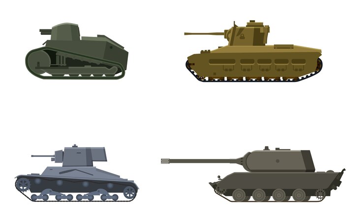 Vector conjunto tanque americano alemán gran bretaña francés guerra mundial