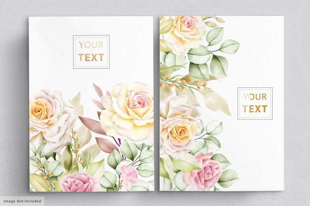 Conjunto de tarjeta de boda floral acuarela romántica