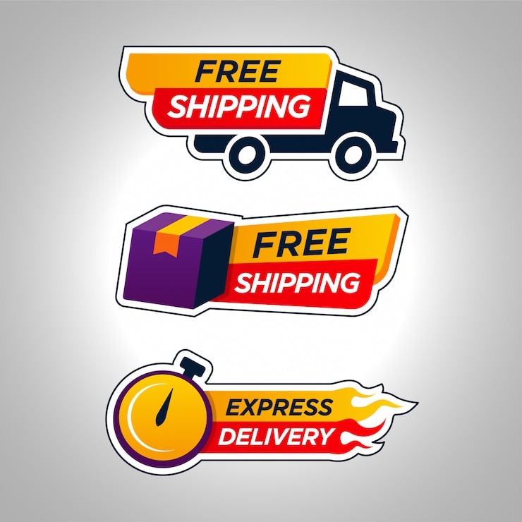 Vector conjunto de tarjeta de envío gratis
