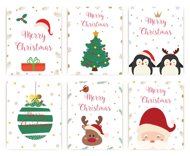 Conjunto de tarjeta de felicitación feliz Navidad