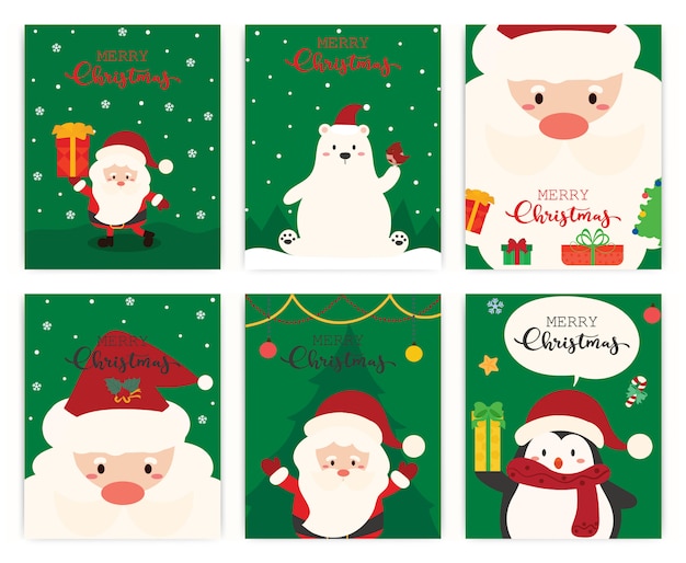 Conjunto de tarjeta de felicitación feliz Navidad