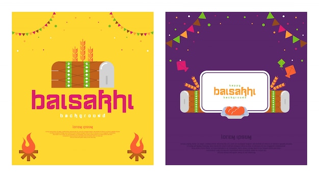 Conjunto de tarjeta feliz baisakhi