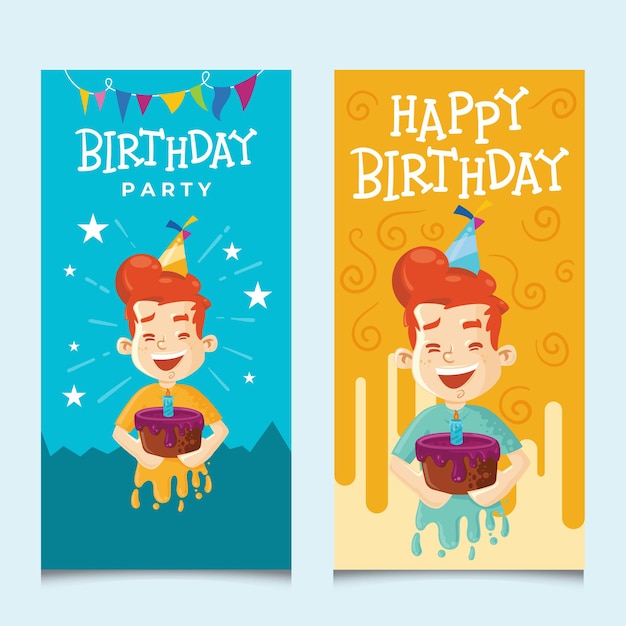 Conjunto de tarjeta de feliz cumpleaños