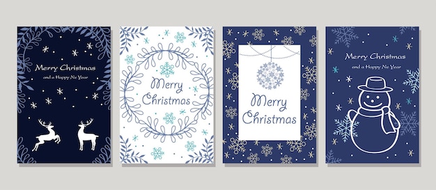 Conjunto de tarjeta de navidad de vector aislado sobre un fondo gris.