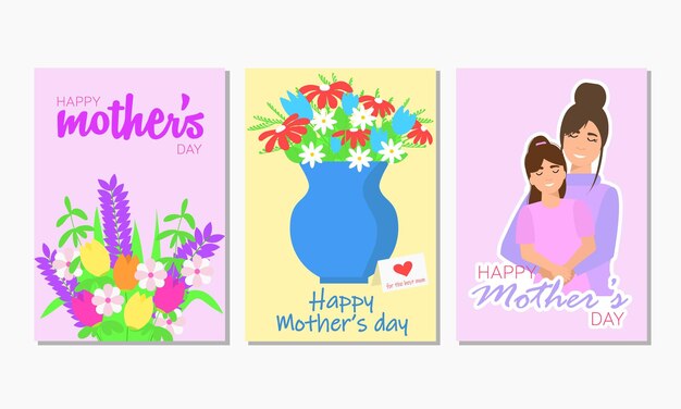 Conjunto de tarjeta de primavera para el día de la madre ilustración vectorial