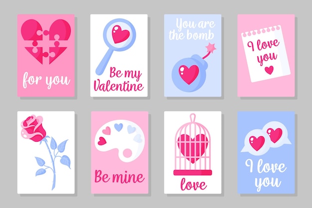 Vector conjunto de tarjeta de san valentín