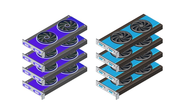 Conjunto de tarjeta de video de minería bitcoin