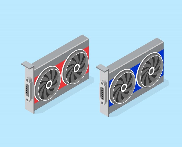 Vector conjunto de tarjeta de video de minería bitcoin