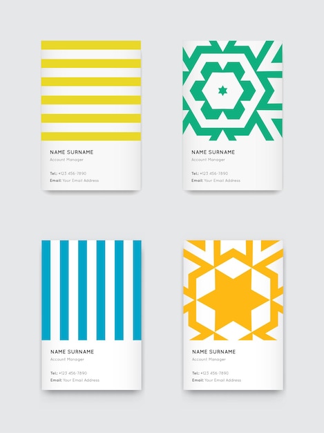 Conjunto de tarjeta de visita vertical de moda brillante vectorial