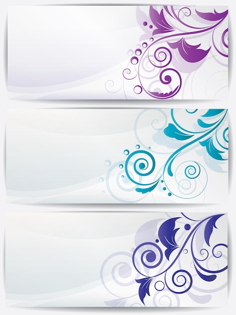 Vector conjunto de tarjetas abstractas con flores