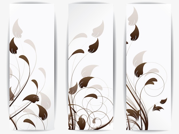 Vector conjunto de tarjetas abstractas con flores