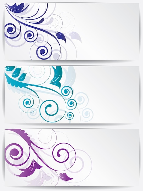 Vector conjunto de tarjetas abstractas con flores