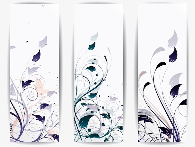 Vector conjunto de tarjetas abstractas con flores